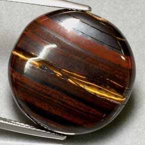 31.63カラットの天然マルチカラーTiger's Eye Matrix（21.34 mm・ラウンドカット）