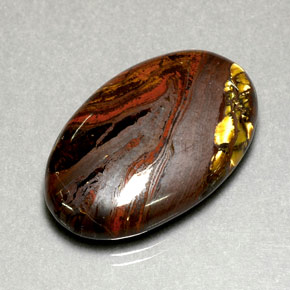 35.49カラットの天然マルチカラーTiger's Eye Matrix（29×18.6 mm・オーバルカット）