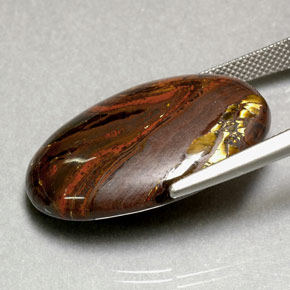 35.49カラットの天然マルチカラーTiger's Eye Matrix（29×18.6 mm・オーバルカット）
