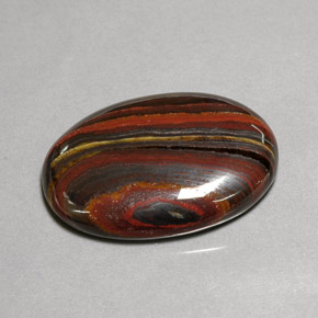 45.58カラットの天然マルチカラーTiger's Eye Matrix（30.9×21.6 mm・オーバルカット）