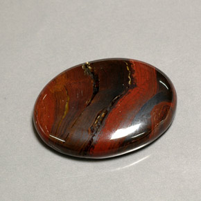 41.60カラットの天然マルチカラーTiger's Eye Matrix（28.7×22.7 mm・オーバルカット）