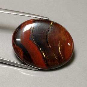 41.60カラットの天然マルチカラーTiger's Eye Matrix（28.7×22.7 mm・オーバルカット）