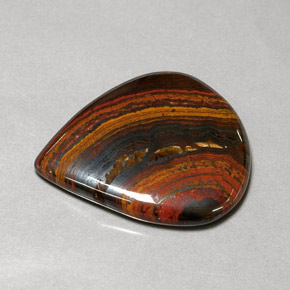 37.44カラットの天然マルチカラーTiger's Eye Matrix（31×26.9 mm・洋梨の形）