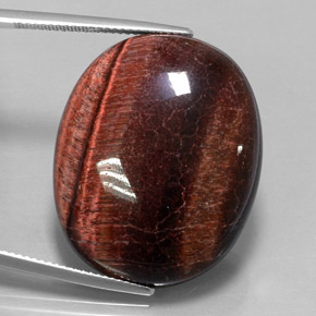 40.06カラットの天然マルチカラーTiger's Eye Matrix（28.3×23.4 mm・オーバルカット）