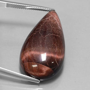 33.34カラットの天然マルチカラーTiger's Eye Matrix（31.5×17.7 mm・洋梨の形）
