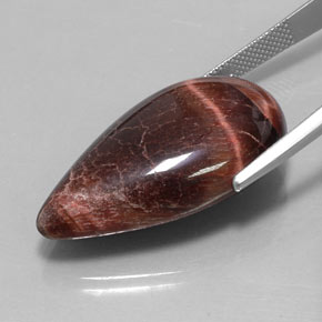 33.34カラットの天然マルチカラーTiger's Eye Matrix（31.5×17.7 mm・洋梨の形）