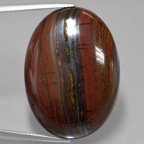 49.03カラットの天然マルチカラータイガーズアイマトリックス、オーバルカット、オペーク