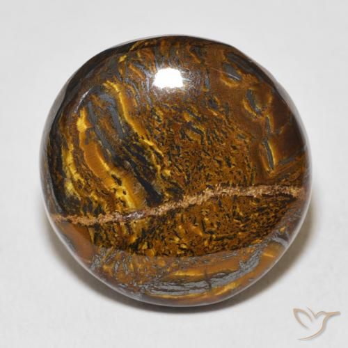 37.96ct 天然 ウォームブラウン タイガーズアイマトリックス, ラウンド, オペーク