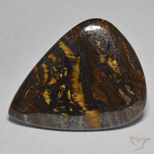 48.89ct 天然 マルチカラー タイガーズアイマトリックス, 洋梨の形, オペーク