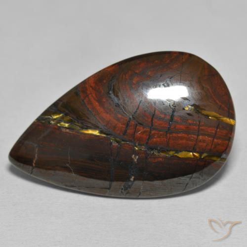 33.40ct 天然 マルチカラー タイガーズアイマトリックス, 洋梨の形, オペーク