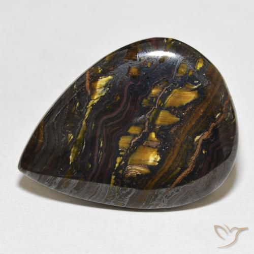 34.99ct 天然 マルチカラー タイガーズアイマトリックス, 洋梨の形, オペーク