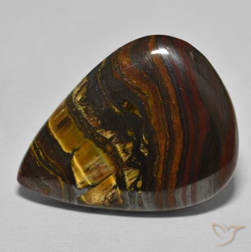 40.12カラットの天然Medium Dark-Brownタイガーズアイマトリックス、洋梨の形、オペーク