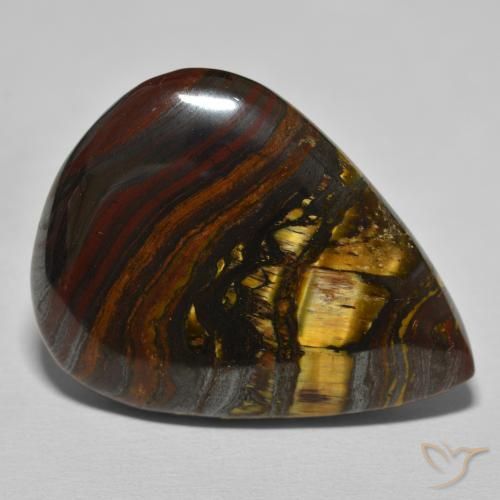 40.12カラットの天然Medium Dark-Brownタイガーズアイマトリックス、洋梨の形、オペーク