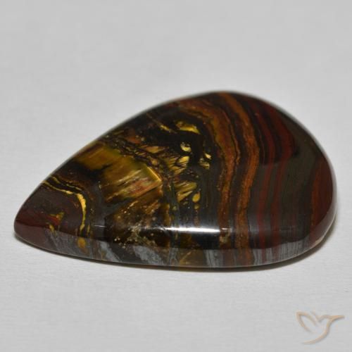 40.12カラットの天然Medium Dark-Brownタイガーズアイマトリックス、洋梨の形、オペーク