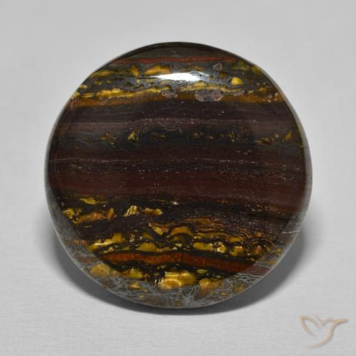 27.40ct 天然 ヒッコリーブラウン タイガーズアイマトリックス, ラウンド, オペーク