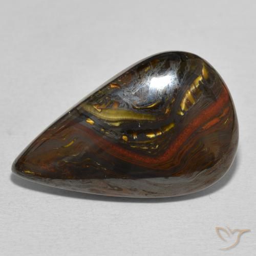 24.76ct 天然 マルチカラー タイガーズアイマトリックス, 洋梨の形, オペーク