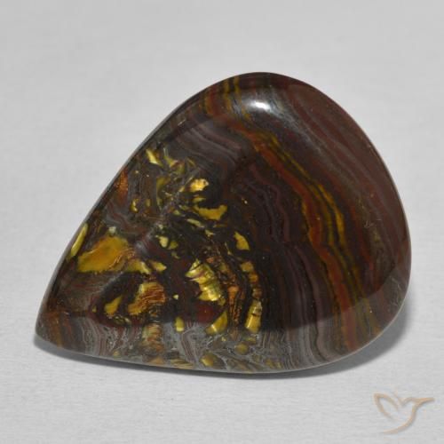 27.44ct 天然 マルチカラー タイガーズアイマトリックス, 洋梨の形, オペーク