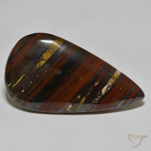 39.26カラットの天然Medium Dark-Brownタイガーズアイマトリックス、洋梨の形、オペーク