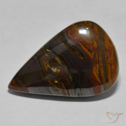 27.95カラットの天然Medium Dark-Brownタイガーズアイマトリックス、洋梨の形、オペーク