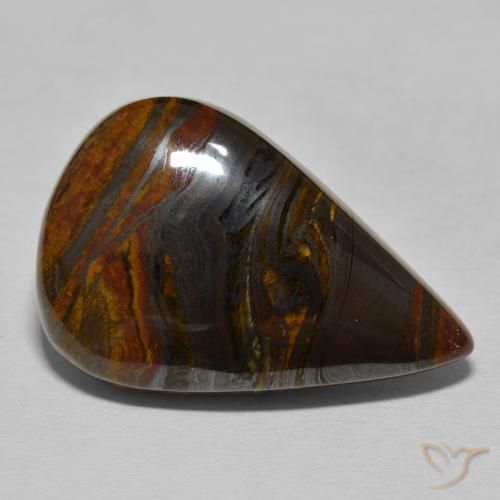 27.95カラットの天然Medium Dark-Brownタイガーズアイマトリックス、洋梨の形、オペーク