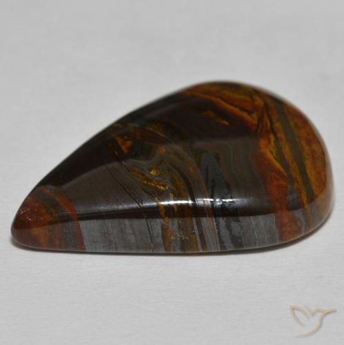 27.95カラットの天然Medium Dark-Brownタイガーズアイマトリックス、洋梨の形、オペーク