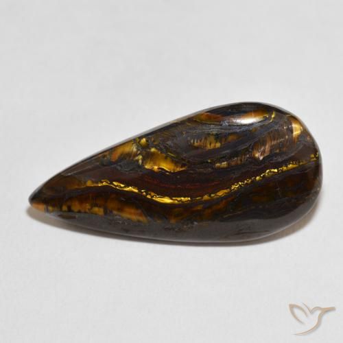 30.70ct 天然 マルチカラー タイガーズアイマトリックス, 洋梨の形, オペーク
