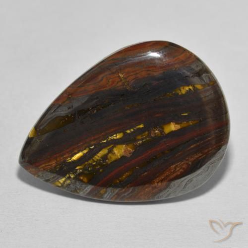 40.33ct 天然 マルチカラー タイガーズアイマトリックス, 洋梨の形, オペーク