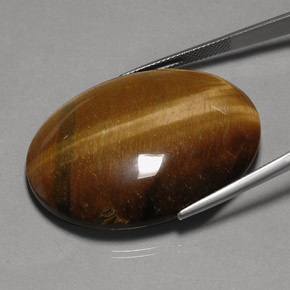 75.77カラットの天然ゴールドブラウンTiger's Eye（40×29.9 mm・オーバルカット）