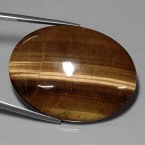 75.05カラットの天然ゴールドブラウンTiger's Eye（40.1×30 mm・オーバルカット）