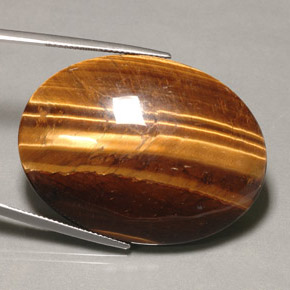 74.22カラットの天然ゴールドブラウンTiger's Eye（39.9×30 mm・オーバルカット）