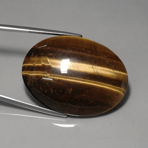 76.92カラットの天然ゴールドブラウンTiger's Eye（40×29.9 mm・オーバルカット）
