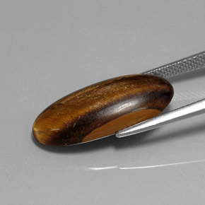 10.15カラットの天然ゴールドブラウンタイガーズアイ、オーバルカット、オペーク