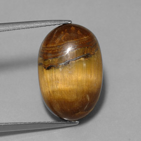 12.90カラットの天然ゴールドブラウンTiger's Eye（17.8×11.8 mm・オーバルカット）