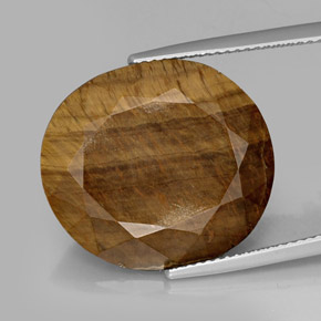 16.94カラットの天然ゴールドブラウンタイガーズアイ、オーバルカット、オペーク