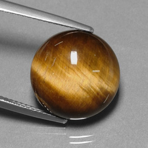 11.12カラットの天然ゴールドブラウンTiger's Eye（14.88 mm・ラウンドカット）