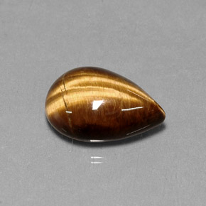 5.33カラットの天然ゴールドブラウンTiger's Eye（14.2×10.2 mm・洋梨の形）