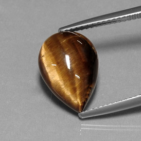 5.33カラットの天然ゴールドブラウンTiger's Eye（14.2×10.2 mm・洋梨の形）