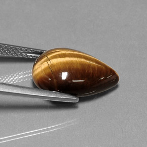 5.33カラットの天然ゴールドブラウンTiger's Eye（14.2×10.2 mm・洋梨の形）