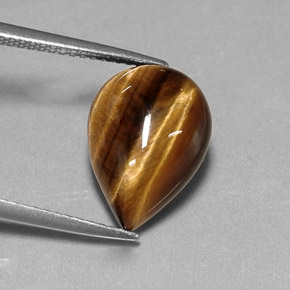 5.17カラットの天然ゴールドブラウンTiger's Eye（14.2×10.2 mm・洋梨の形）