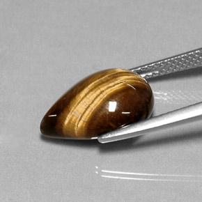 5.17カラットの天然ゴールドブラウンTiger's Eye（14.2×10.2 mm・洋梨の形）