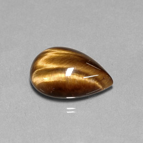 5.36カラットの天然ゴールドブラウンTiger's Eye（14.3×10.1 mm・洋梨の形）