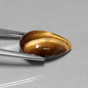 5.36カラットの天然ゴールドブラウンTiger's Eye（14.3×10.1 mm・洋梨の形）