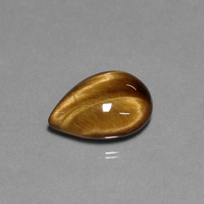 5.16カラットの天然ゴールドブラウンTiger's Eye（13.9×10.1 mm・洋梨の形）