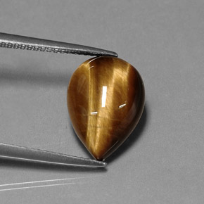 5.16カラットの天然ゴールドブラウンTiger's Eye（13.9×10.1 mm・洋梨の形）