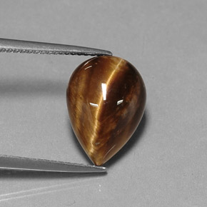 5.18カラットの天然ゴールドブラウンTiger's Eye（14.1×10.1 mm・洋梨の形）
