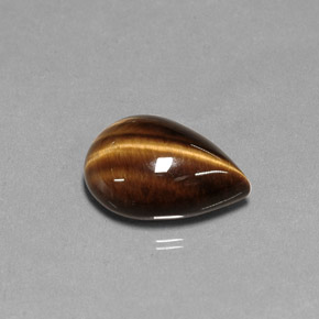 5.27カラットの天然ゴールドブラウンTiger's Eye（14.1×10.1 mm・洋梨の形）