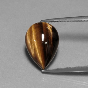 5.27カラットの天然ゴールドブラウンTiger's Eye（14.1×10.1 mm・洋梨の形）