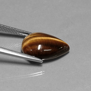 5.27カラットの天然ゴールドブラウンTiger's Eye（14.1×10.1 mm・洋梨の形）