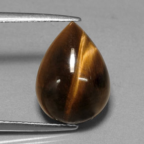 5.23カラットの天然ゴールドブラウンTiger's Eye（13.9×10.1 mm・洋梨の形）