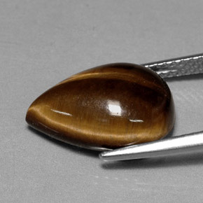 5.23カラットの天然ゴールドブラウンTiger's Eye（13.9×10.1 mm・洋梨の形）
